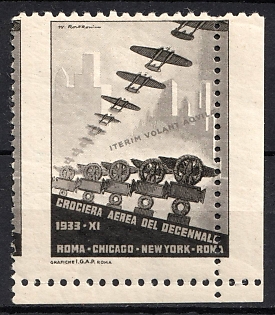 1933-1945 'Crociera Aerea Del Decennalc', WWII German Army Military, Third Reich Nazi Germany Propaganda Label Stamp