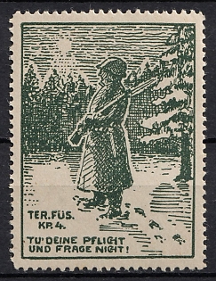 1933-1945 'Do Your Duty and Ask Nothing!', WWII German Army Military, Third Reich Nazi Germany Propaganda Label Stamp