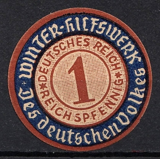 1933-1945 'Winter Aid Organization of the German People', Third Reich Nazi Germany Propaganda Label Stamp