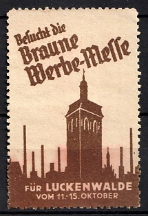 1933-1945 'Illuminates the Brown Advertising Fair for Luckenwalde', Third Reich Nazi Germany Propaganda Label Stamp