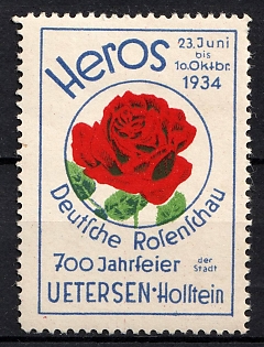 1934 'Hero's German Rofentchau', Third Reich Nazi Germany Propaganda Label Stamp