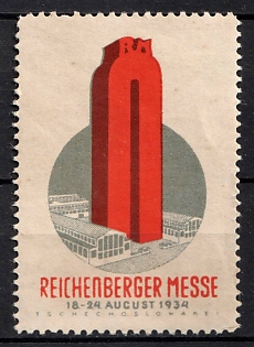 1934 'Reichenberg Fair', Third Reich Nazi Germany Propaganda Label Stamp
