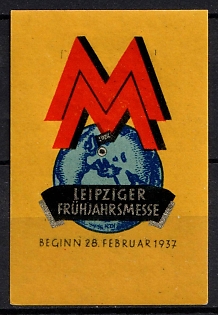 1937 'Leipzig Spring Fair', Third Reich Nazi Germany Propaganda Label Stamp