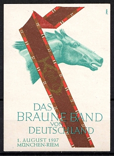 1937 'The Brown Ribbon of Germany', Third Reich Nazi Germany Propaganda Label Stamp
