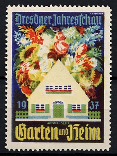 1937 'Dresden Annual Exhibition of Gardens and Home', Third Reich Nazi Germany Propaganda Label Stamp