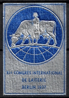 1937 'International Dairy Congress Berlin 1937', Third Reich Nazi Germany Propaganda Label Stamp