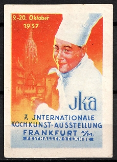 1937 'International Koch Art Exhibition Frankfurt Festhalle Gelande', Third Reich Nazi Germany Propaganda Label Stamp