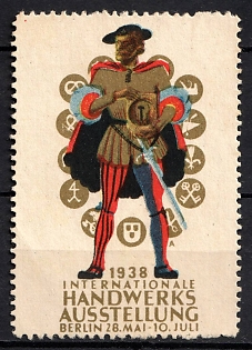 1938 'International Crafts Exhibition Berlin', Third Reich Nazi Germany Propaganda Label Stamp