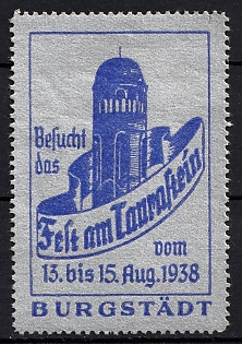 1938 'Illuminates the Felt at Taugakein', Third Reich Nazi Germany Propaganda Label Stamp