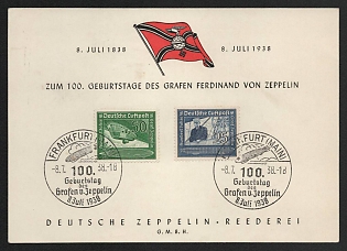 1938 'German Airmail One Hundred Years of the Great Zeppelin', Souvenir Sheet, Third Reich Nazi Germany Propaganda