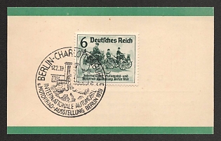 1939 'German Empire. International Automobile and Motorcycle Exhibition Berlin 1939', Souvenir Sheet, Third Reich Nazi Germany Propaganda