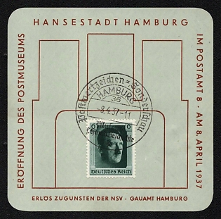 1937 'German Reich', Souvenir Sheet, Third Reich Nazi Germany Propaganda