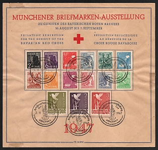 1947 Souvenir Sheet, Germany Bavarian Red Cross Propaganda