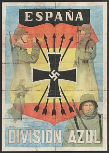 1939-1945 'Spanish Blue Division', Spain Souvenir Sheet with Food stamps coupons, Nazi Propaganda Espana, Extremely Rare