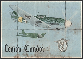 1942 'Legion Condor', Spain Souvenir Sheet with Food stamps coupons, Nazi Propaganda Espana, Extremely Rare