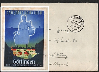1941 '200 Years of the University of Gottingen the Garden City between the Harz Mountains and the Weser River', Propaganda Label, Third Reich Nazi Germany
