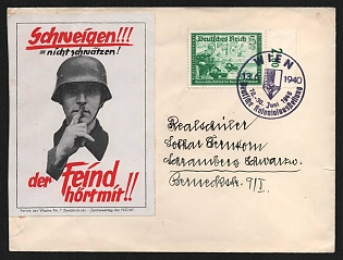 1940 'Keep Silence!!! Don't Scream! The Enemy is Listening!', Propaganda Label, Third Reich Nazi Germany