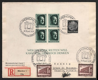 1937 'Munich, the Movement's Birthday', Souvenir Sheet Cover, Third Reich Nazi Germany Propaganda