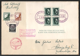 1937 'Airship Hindenburg, May 1, 1937', Souvenir Sheet Cover, Third Reich Nazi Germany Propaganda