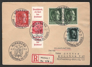 1938 'Nurnberg, the Nazi Party Days', Souvenir Sheet Cover, Third Reich Nazi Germany Propaganda
