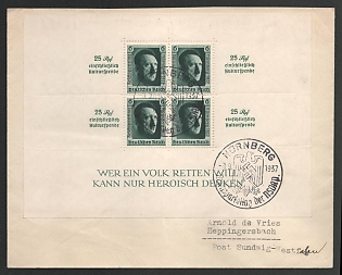 1937 'Nurnberg, the Nazi Party Days', Souvenir Sheet Cover, Third Reich Nazi Germany Propaganda