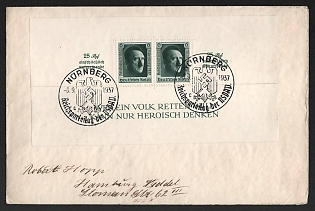 1937 'Nurnberg, the Nazi Party Days', Souvenir Sheet Cover, Third Reich Nazi Germany Propaganda