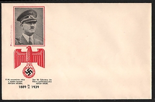 1939 'Birthday of Adolf Hitler and Reich Chancellor', Propaganda Cover, Third Reich Nazi Germany