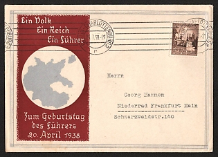 1938 'One People, One Empire, One Fuhrer. For the Fuhrer's Birthday, April 20, 1938', Propaganda Cover, Third Reich Nazi Germany