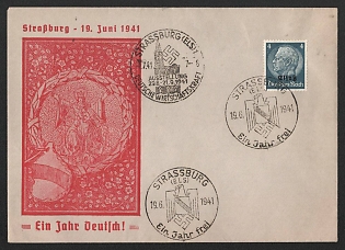 1941 'Strasbourg, June 19, 1941 One Year of Germanness!', Propaganda Cover, Third Reich Nazi Germany