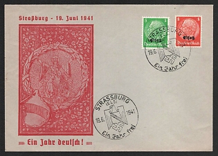 1941 'Strasbourg, June 19, 1941 One Year of Germanness!', Propaganda Cover, Third Reich Nazi Germany