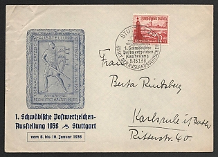 1938 'Swabian Postage Stamp Exhibition Stuttgart', Propaganda Cover, Third Reich Nazi Germany