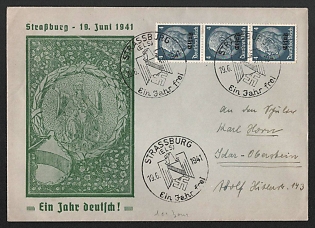 1941 'Strasbourg - June 19, 1941 One Year of German!', Propaganda Cover, Third Reich Nazi Germany