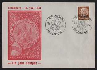 1941 'Strasbourg - June 19, 1941 One Year of German!', Propaganda Cover, Third Reich Nazi Germany