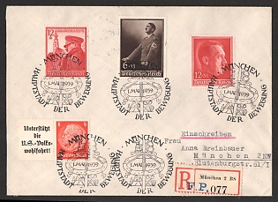 1939 'Munich, Capital of the Movement', Commemorative Propaganda Postmark Cover, Third Reich Nazi Germany