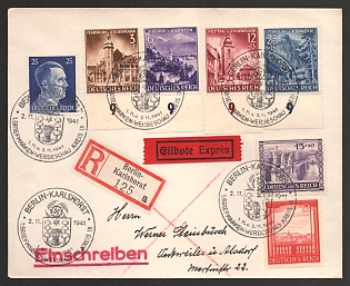 1941 'Berlin-Karlshorst, Stamp Advertising Exhibition District IX', Commemorative Propaganda Postmark Cover, Third Reich Nazi Germany