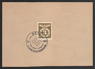 1943 'Graz, 10 Years of Seizing Power', Commemorative Propaganda Postmark Cover, Third Reich Nazi Germany