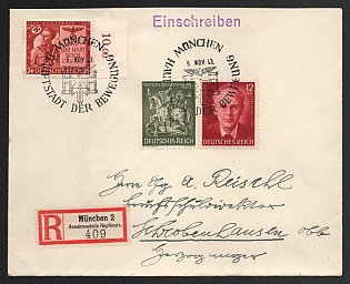 1943 'Munich Capital of the Movement', Commemorative Propaganda Postmark Cover, Third Reich Nazi Germany