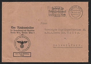 1941 'The Reich Minister for Armaments and Munitions', Military Mail Field Post, Third Reich Nazi Germany Propaganda