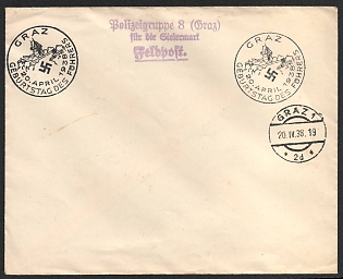 1938 'Graz Birthday of the Fuhrer', Military Mail Field Post, Third Reich Nazi Germany Propaganda
