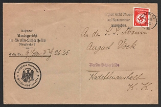 1935 'Breuss Local Court, Berlin-Lichterfelde', Military Mail Field Post, Third Reich Nazi Germany Propaganda