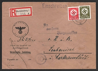 1933-1945 'The District Administrator of Leipzig', Military Mail Field Post, Third Reich Nazi Germany Propaganda