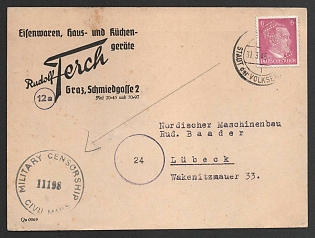 1945 'Military Censorship', Military Mail Field Post, Third Reich Nazi Germany Propaganda