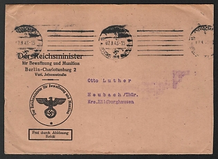 1943 'The Reich Minister for Armaments and Munitions', Military Mail Field Post, Third Reich Nazi Germany Propaganda