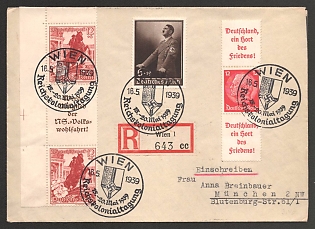 1939 (16 May) Third Reich, Germany, Registered Cover from Vienna to Munich franked with Se-tenants and 6pf (Commemorative Postmarks)