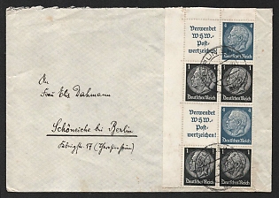 1939 Third Reich, Germany, Cover used in Berlin franked with Se-tenants of Hindenburg Issue