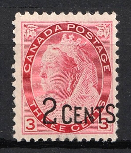 1899 2c on 3c Dominion of Canada, British Colonies (SHIFTED Overprint)
