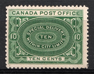 1898 10c Dominion of Canada, British Colonies, Special Delivery Stamp (Deep Green)