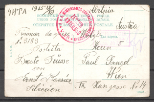 1915 Russia WWI Postcard Censorship Prisoner of War POW (Chita - Irkutsk - Wien)
