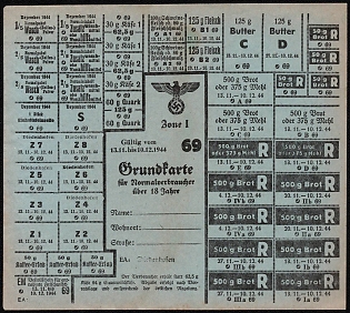 1944 Basic Food Ration Coupon Book, Third Reich, Nazi Germany