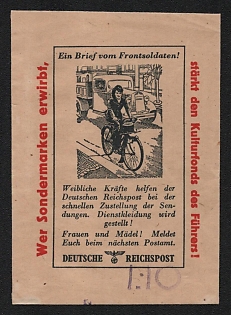 'Female workers help the German Reichspost with the fast delivery of shipments', Propaganda Cover, Third Reich, Nazi Germany